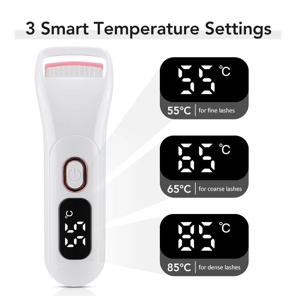 Electric Eyelash Curler Portable 3 Levels Eyelash Curling Device Quick Natural Eyelash Curler Long Lasting Lady Make up Tool