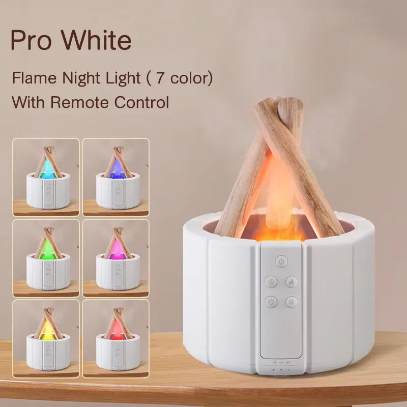 2025 New Simulated Flame Aroma Diffuser Bonfire Air Humidifier Ultrasonic Cool Mist Maker Fogger LED Essential Oil Lamp Difusor