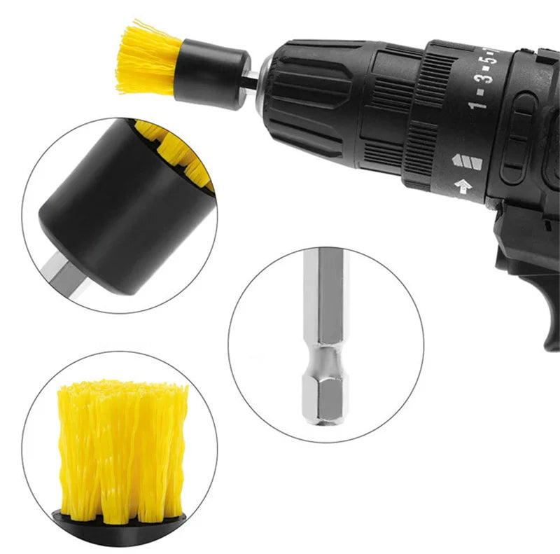 5pcs Multi-Purpose Electric Drill-Brush kit Power Scrubber Brush Car Polisher Kitchen Bathroom Cleaning Kit Toilet Cleaning Tool
