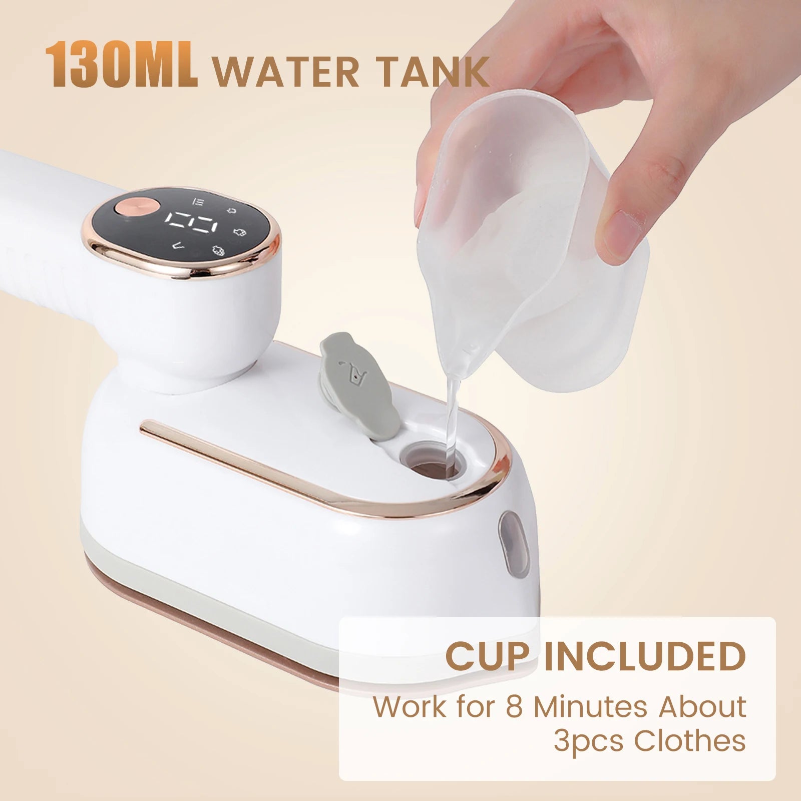 Portable mini steam iron with four temperature control and high-power rotating handheld ironing machine.