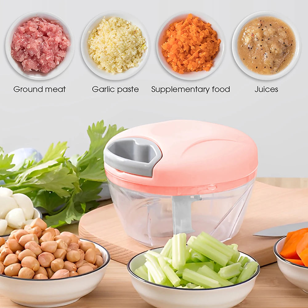 Home Kitchen Manual Ginger Grinder Garlic 500ml/900ml Mud Splasher Multifunctional Food Vegetable Cutter Handheld Meat Grinder