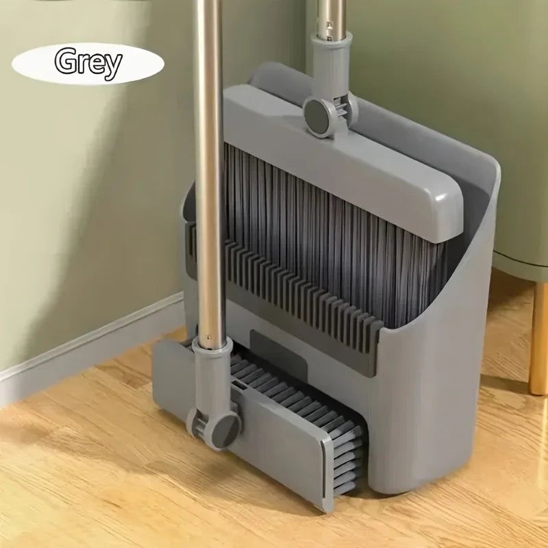 [3-in-1 Cleaning Kit] 3-in-1 Foldable Broom and Dustpan Set - Multi-Surface Cleaning Kit - Durable Plastic for Home and Dorm Use
