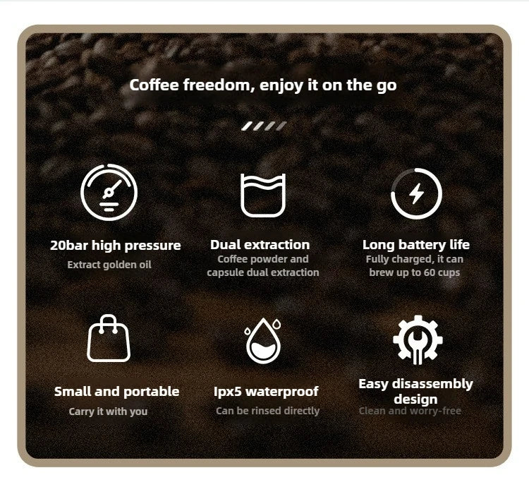 Cafeteira portátil mini recarregável para cápsulas