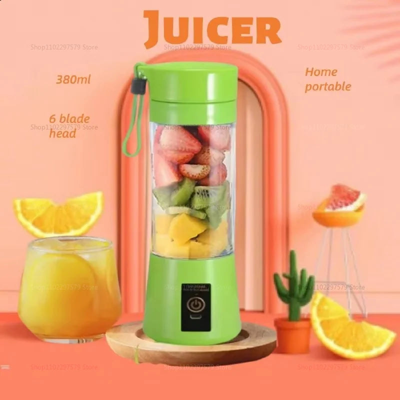 380ml Portable Electric Juicer USB Rechargeable Smoothie Blender Food Processor Fruit Mixer Compact Mini Kitchen Juicer