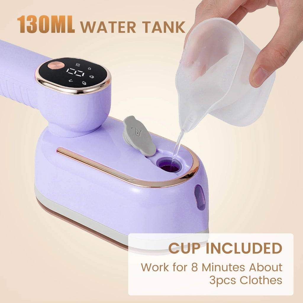 Portable mini steam iron with four temperature control and high-power rotating handheld ironing machine.