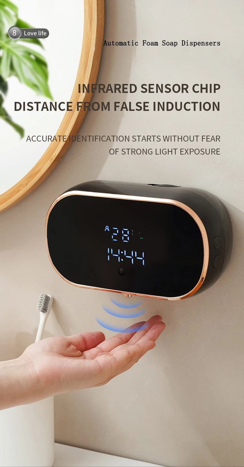 New Automatic Foam Soap Dispensers For Bathroom Smart Washing Hand Machine With USB Charging Two Colors with ABS Material