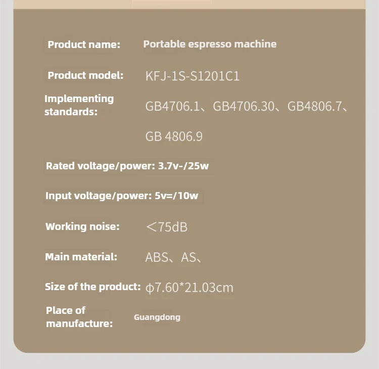 Cafeteira portátil mini recarregável para cápsulas