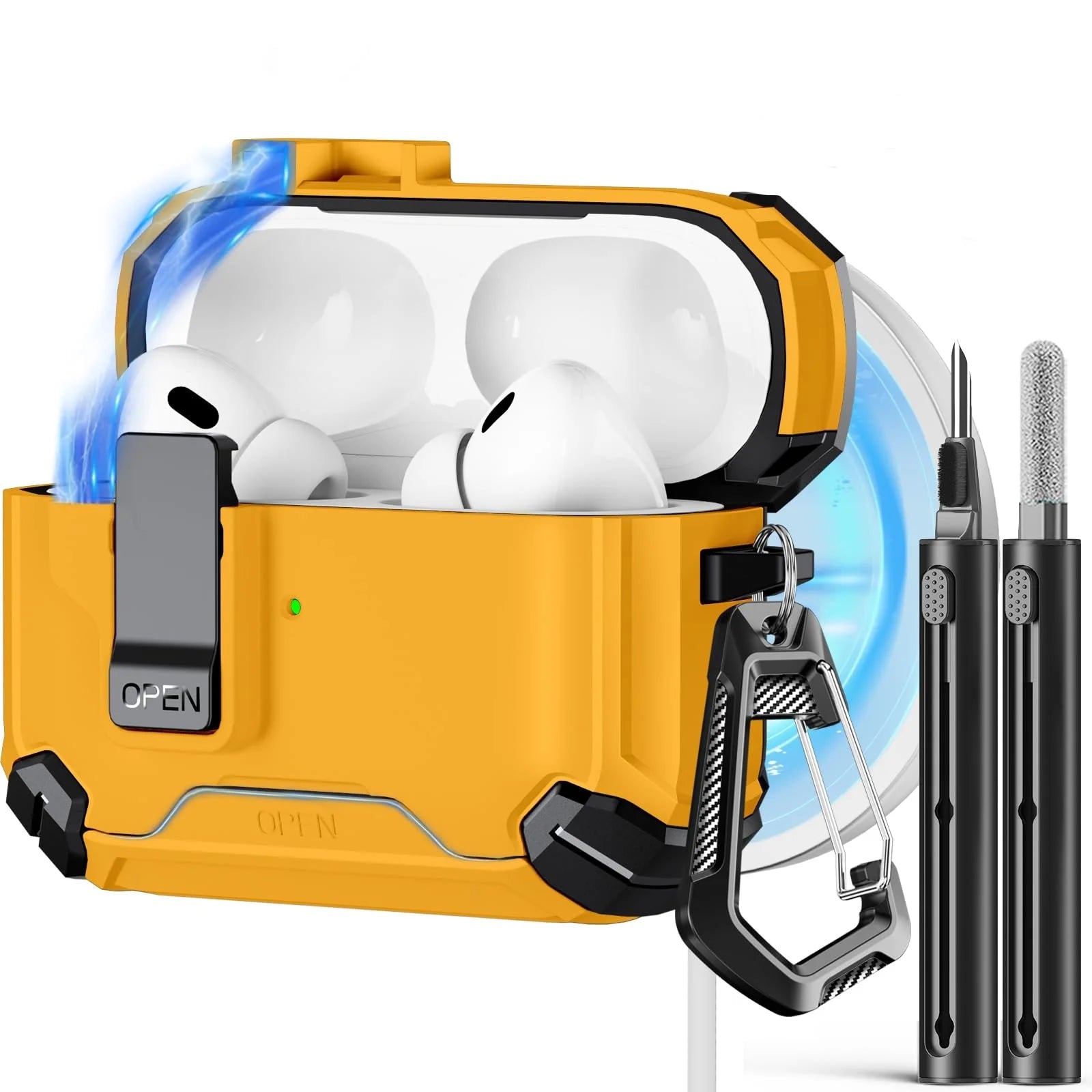 Magnetic Auto Lock Case for AirPods Pro 3 Phone Stand Case Cover with Cleaning Kit & Keychain Protective Case for AirPods Pro 3