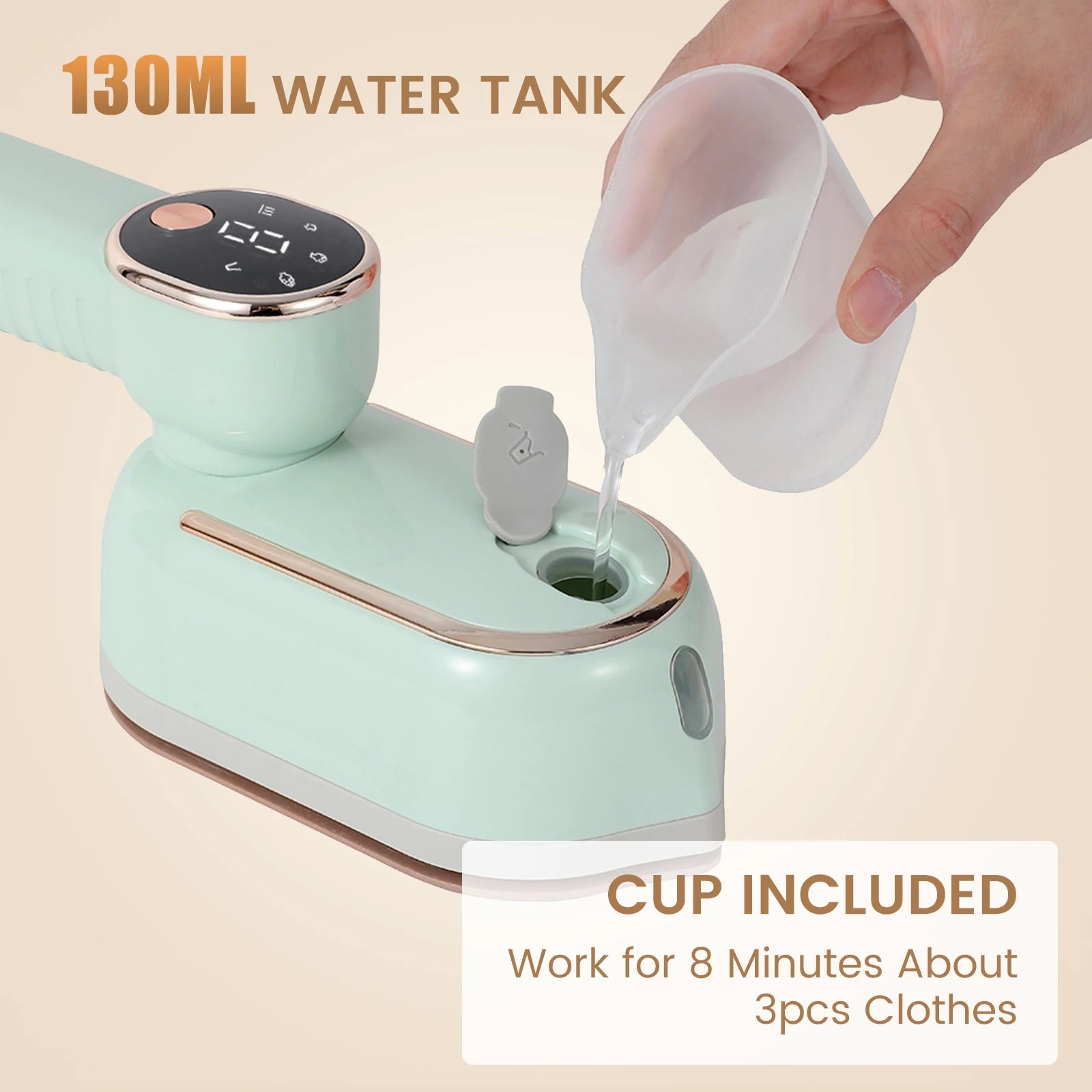 Portable mini steam iron with four temperature control and high-power rotating handheld ironing machine.