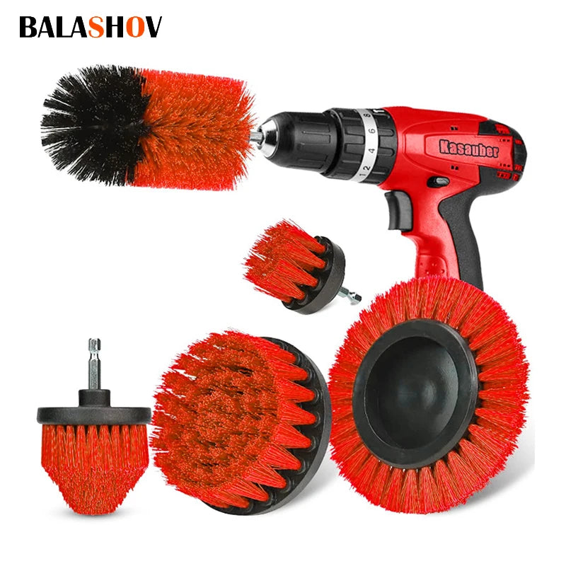 5pcs Multi-Purpose Electric Drill-Brush kit Power Scrubber Brush Car Polisher Kitchen Bathroom Cleaning Kit Toilet Cleaning Tool