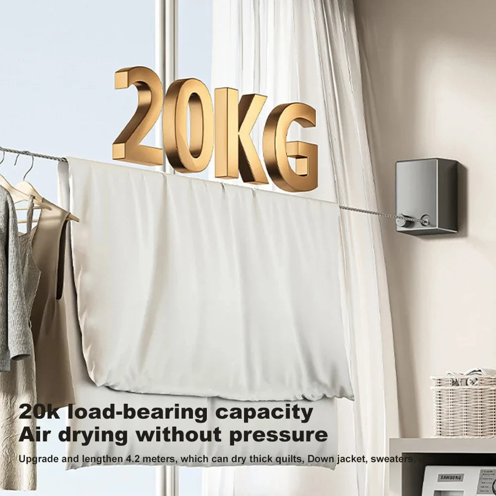 Retractable Clothesline Stainless Seel Pull-Out Clothes-Drying Machine Rope Space-Saving Clothes Drying Rack For Household