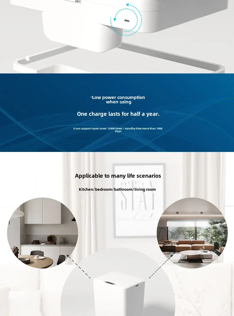 NEW Smart Trash Can Automatic Sensor Home Bathroom Kitchen Living Room Bedroom Medical Waste Bin Simple Electric Plastic