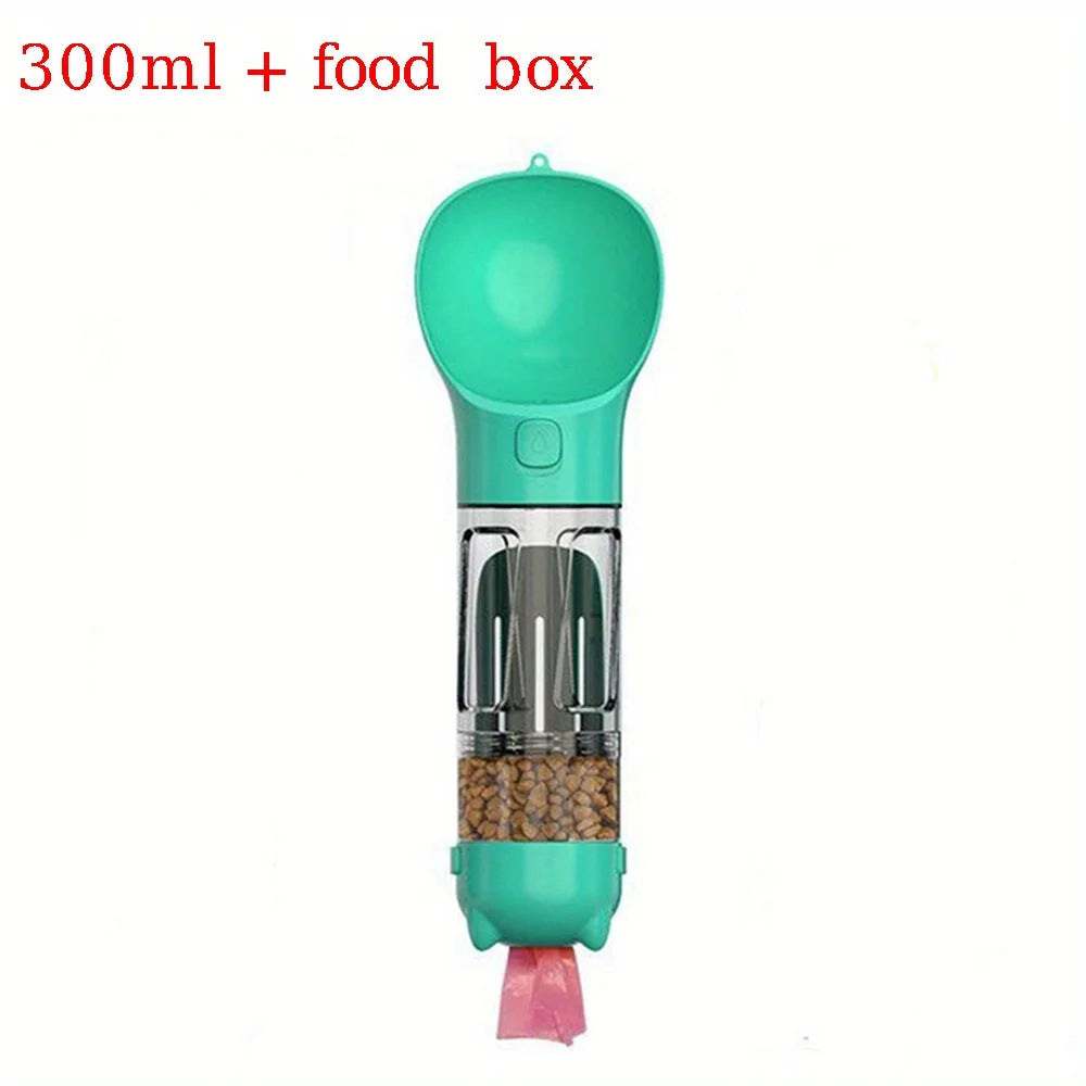 Portable Multifunction Dog Water Bottle Food Feeder Pet Travel Drinking Bowl Poop Dispenser Leak-proof Puppy Waterer Bottle
