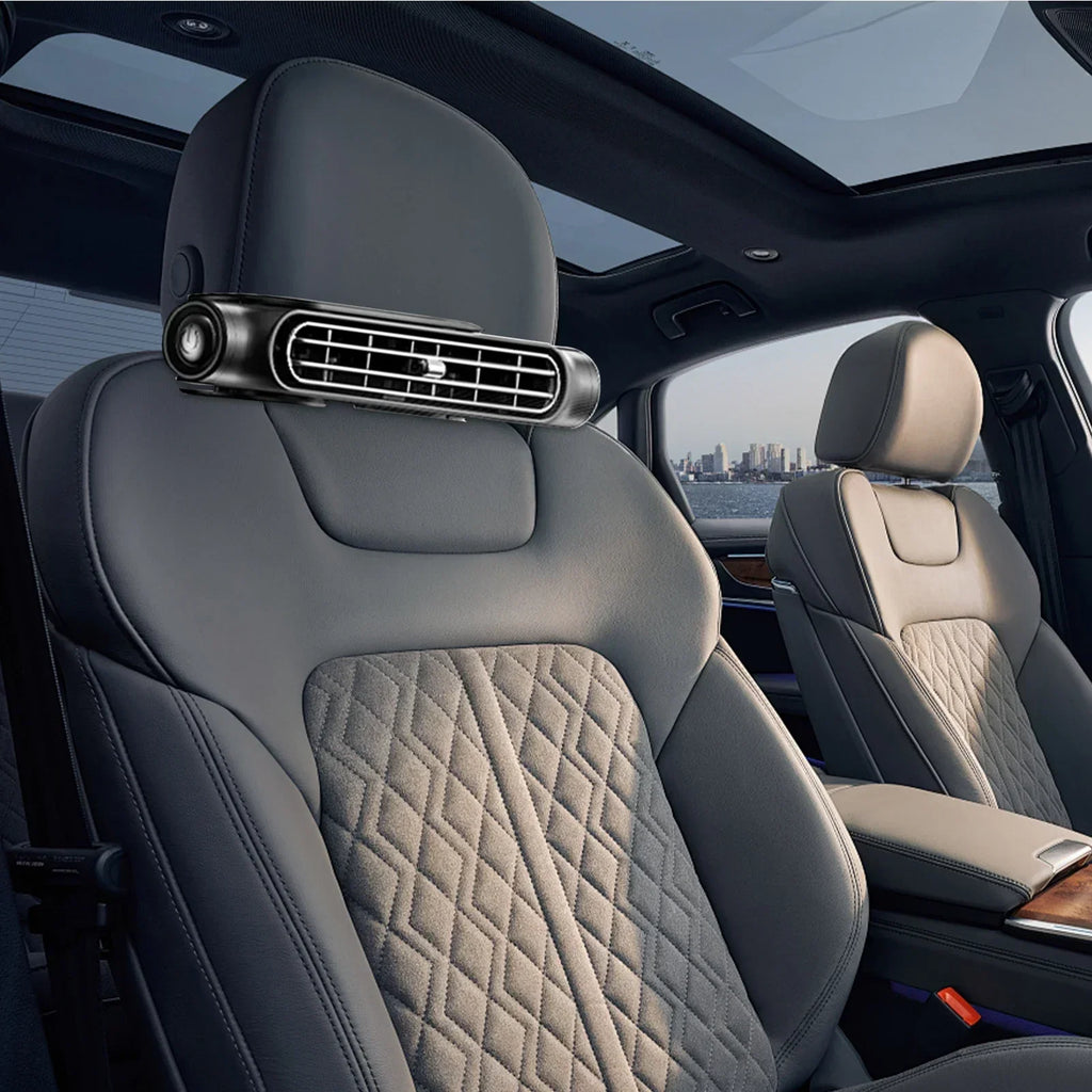 Car Headrest Cooling Air Fan Adjustable Car Seat Headrest Fan USB Powered Car Neck Cooler for Front Rear Seat Passenger Amagi