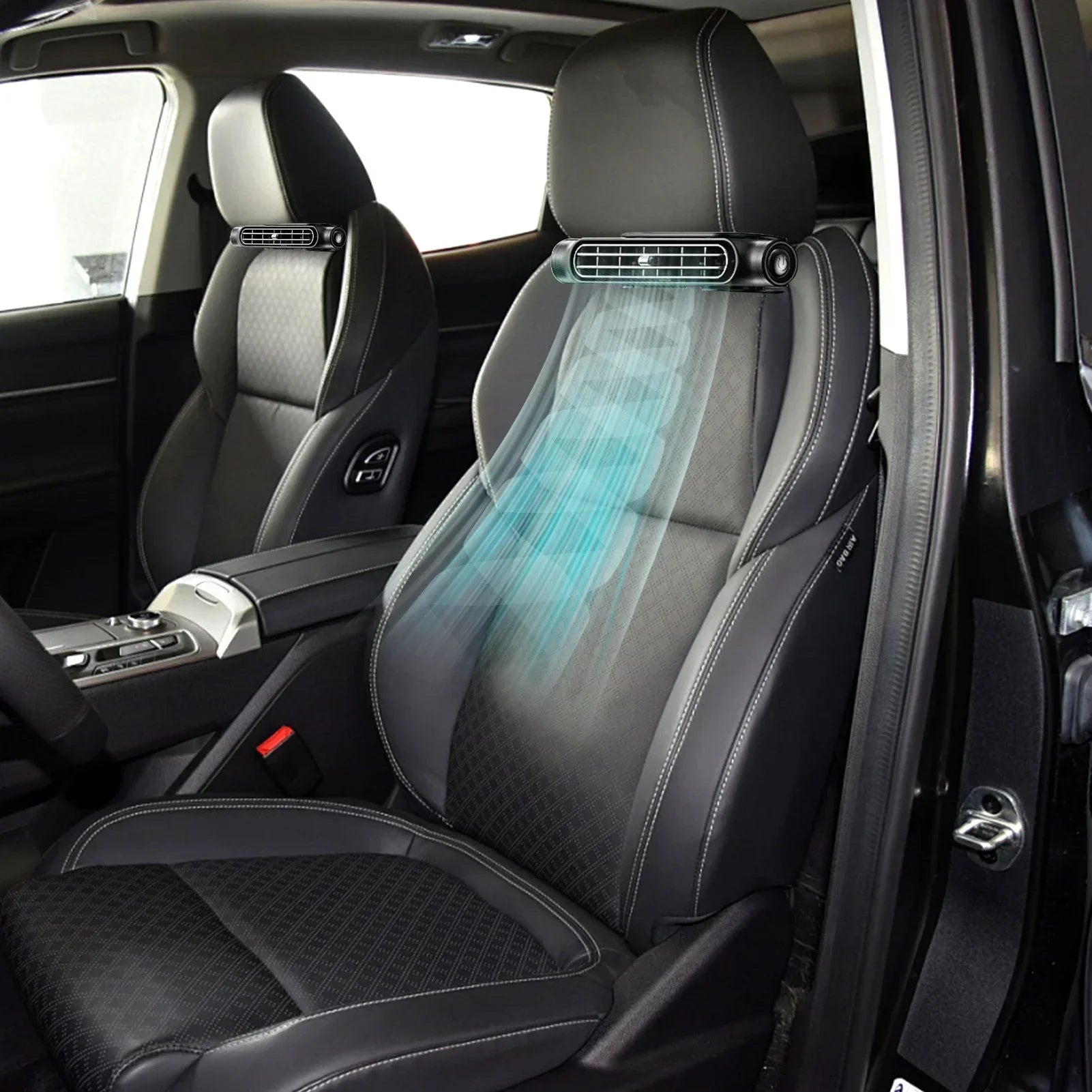 Car Headrest Cooling Air Fan Adjustable Car Seat Headrest Fan USB Powered Car Neck Cooler for Front Rear Seat Passenger Amagi