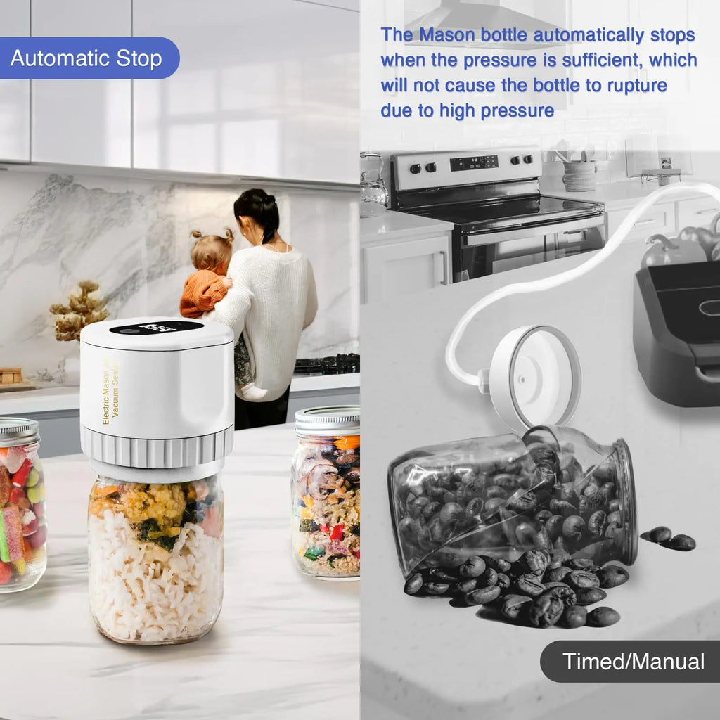 Mason Jar Vacuum Sealer Auto Stop Electric Mason Jar Vacuum Sealer Kit With Mason Jar Lids For Jam Preservation Food Storage