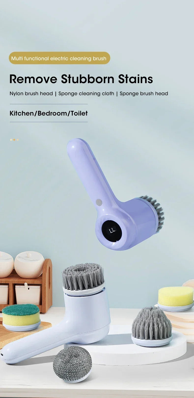 Escova elétrica sem fio giratória