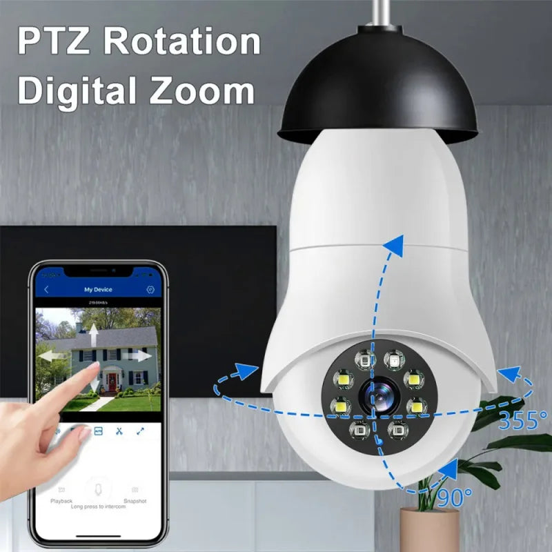 Lightbulb Security Camera Outdoor WiFi Video Surveillance 1080P Camera Home Security Monitor  Full Color Night Visi Camera