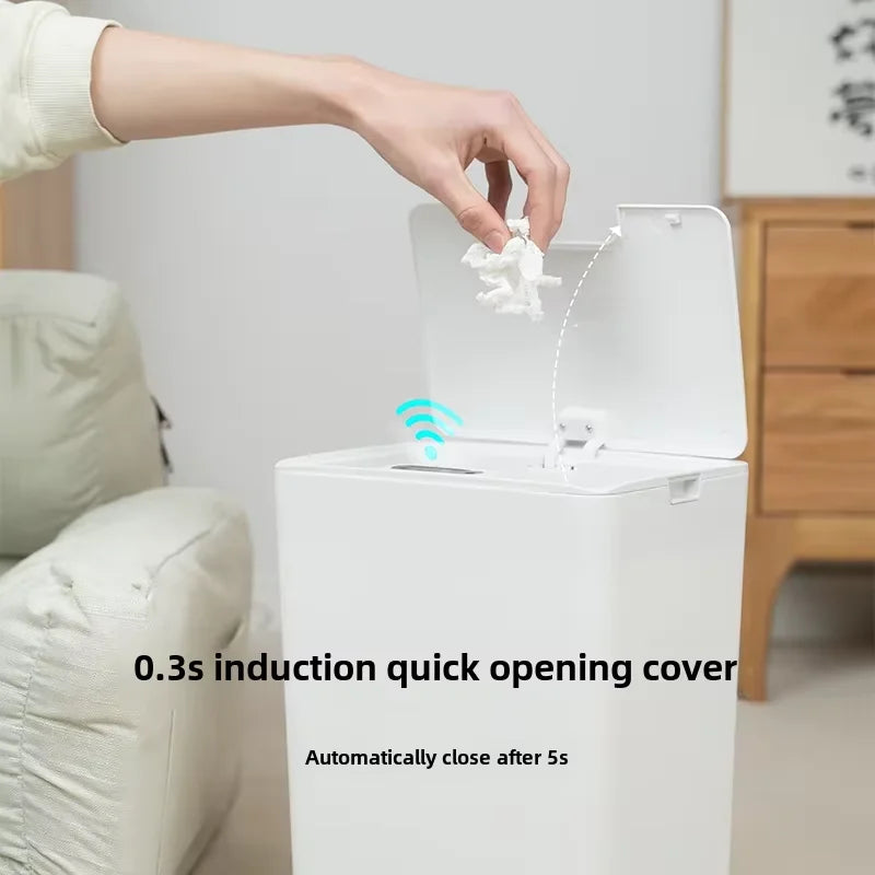NEW Smart Trash Can Automatic Sensor Home Bathroom Kitchen Living Room Bedroom Medical Waste Bin Simple Electric Plastic