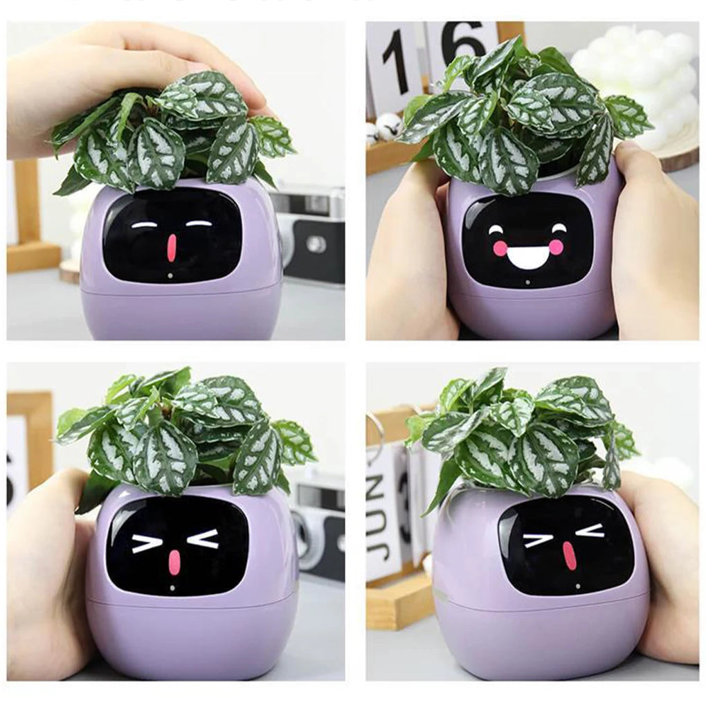 Smart Flowerpots Plant Cute Pet Intelligent Lazy Automatic Suction Flower Shape USB Rechargeable Indoor Plant Small Flower Pot
