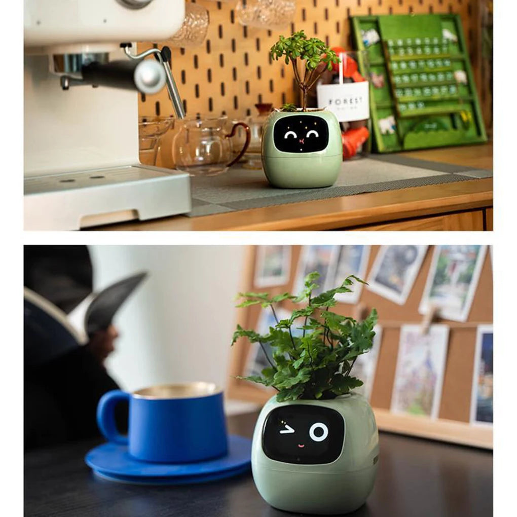 Smart Flowerpots Plant Cute Pet Intelligent Lazy Automatic Suction Flower Shape USB Rechargeable Indoor Plant Small Flower Pot