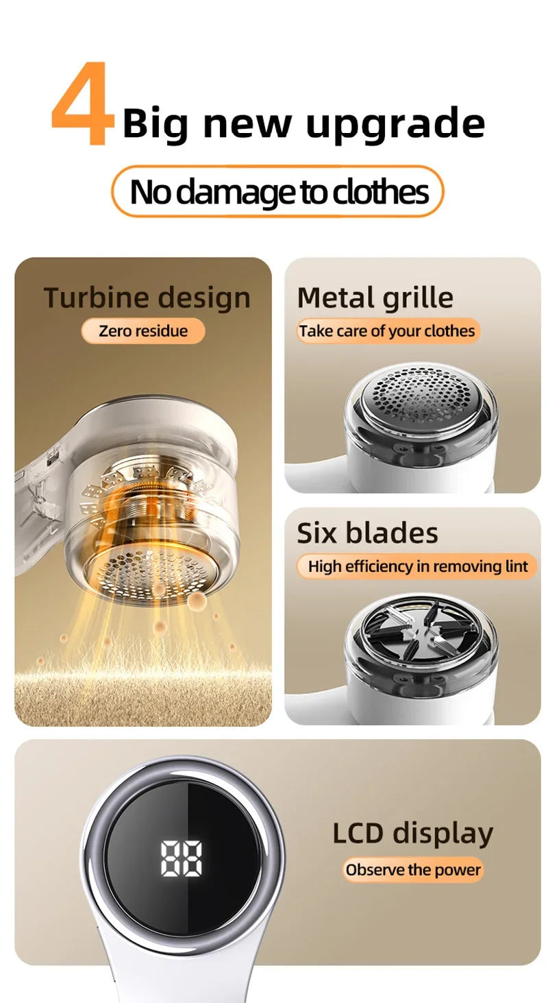 Electric Lint Remover for Clothes LCD Display USB Rechargeable Portable Hair Balls Fuzz Removers Household Fabric Shaver