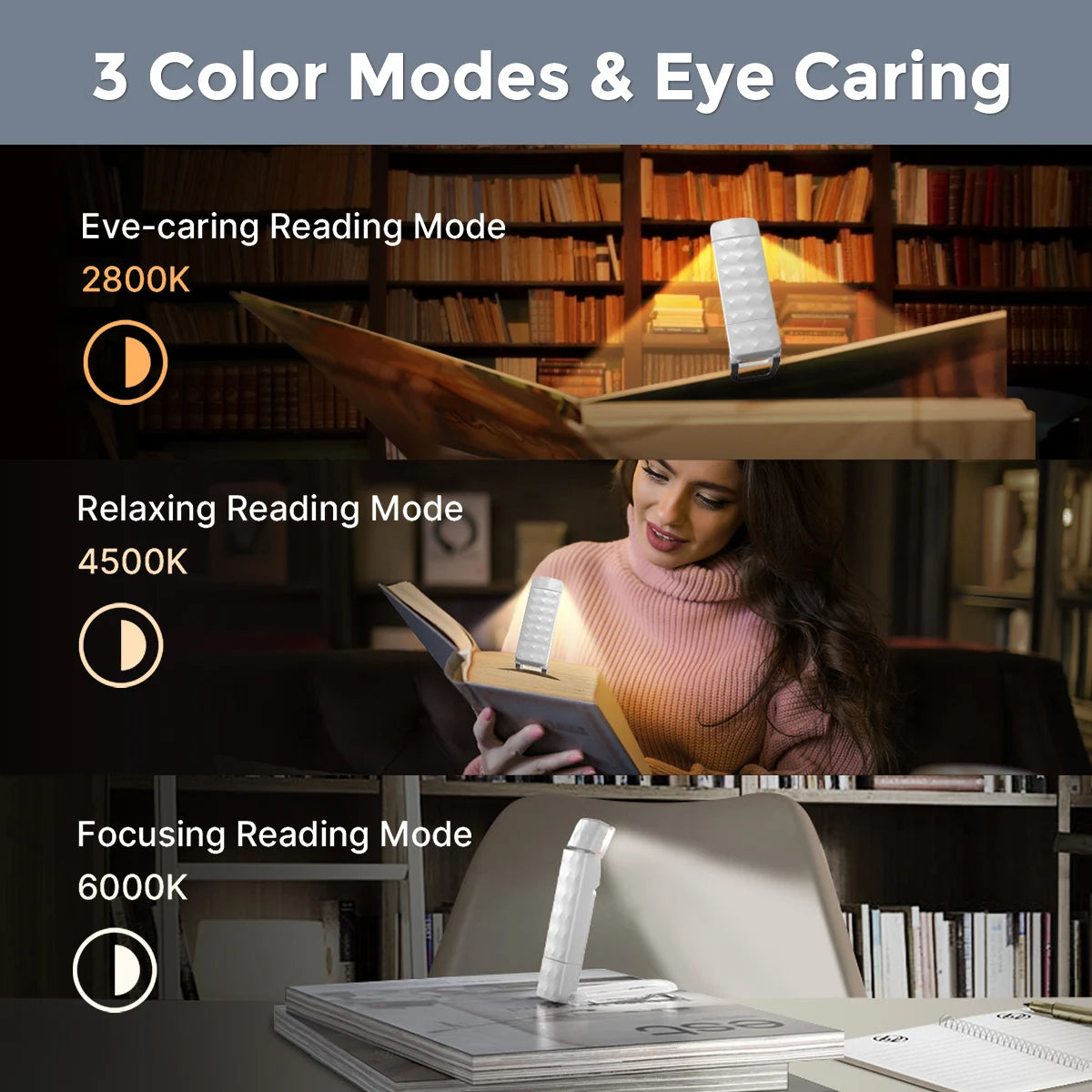 Lâmpada de Livro com Ajuste de Brilho