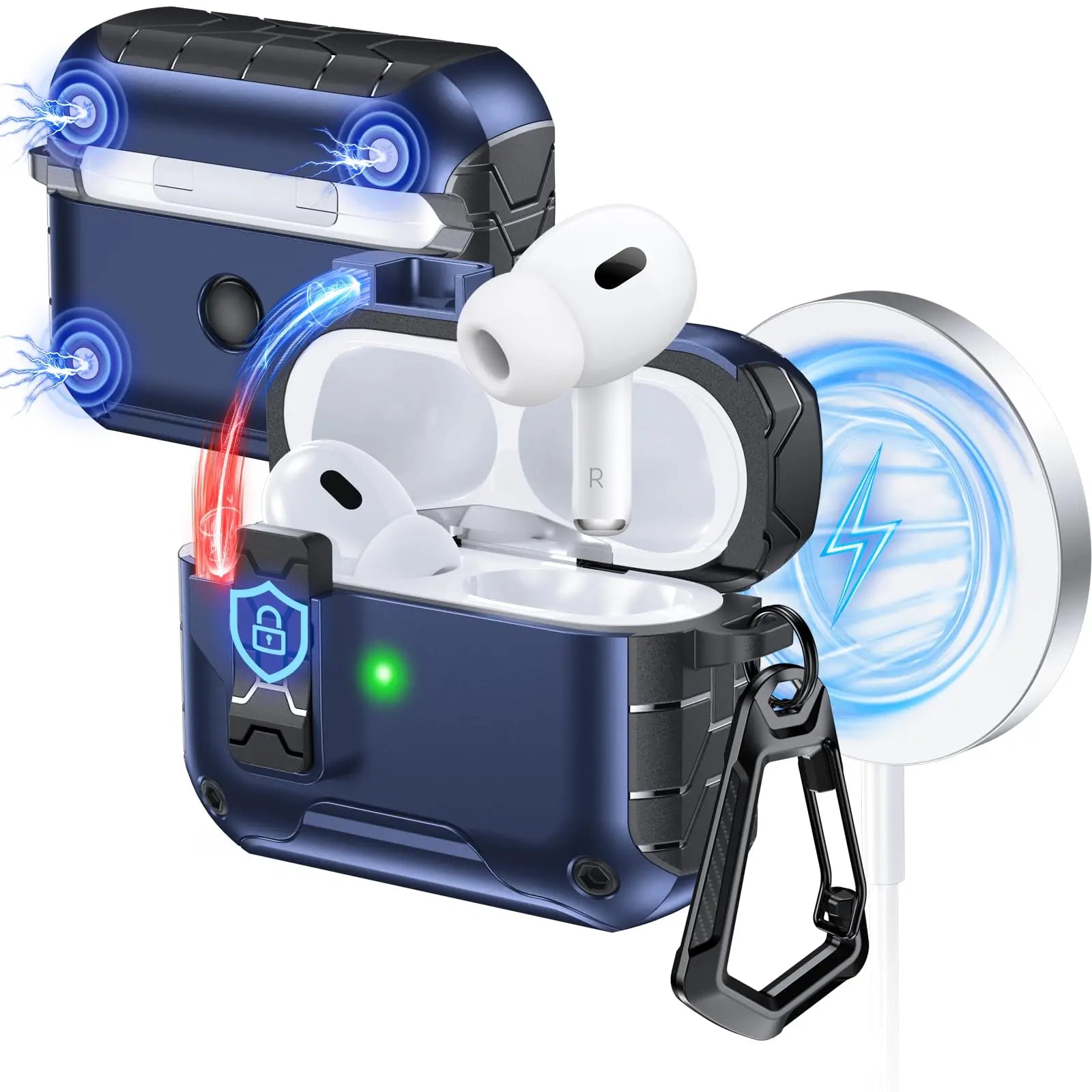 Magnetic Auto Lock Case for AirPods Pro 3 Phone Stand Case Cover with Cleaning Kit & Keychain Protective Case for AirPods Pro 3