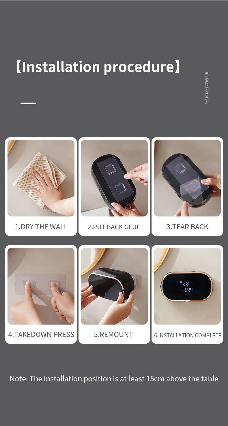 New Automatic Foam Soap Dispensers For Bathroom Smart Washing Hand Machine With USB Charging Two Colors with ABS Material