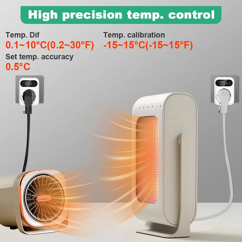 Smart Wifi Thermostat Plug Outlet Temperature Controller Tuya APP Voice Control Electric Switch for Heating Cooling Appliances