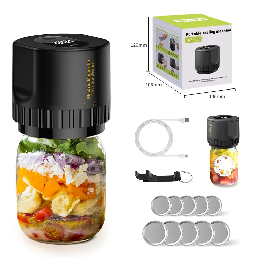 Mason Jar Vacuum Sealer Auto Stop Electric Mason Jar Vacuum Sealer Kit With Mason Jar Lids For Jam Preservation Food Storage