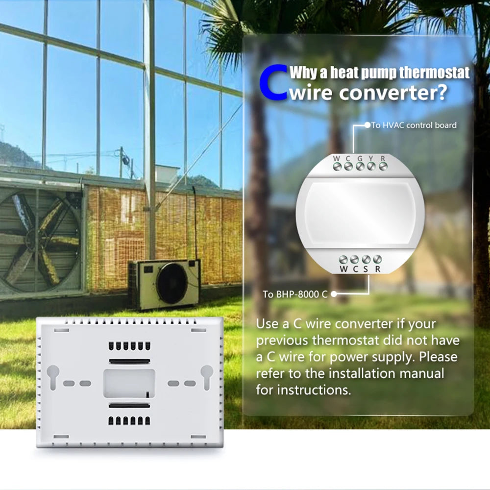 Smart Heat Pump Room Thermostat Temperature Controller 4.8 Inch Color LCD Screen Programmable Touch Control/ Mobile APP/ Voice