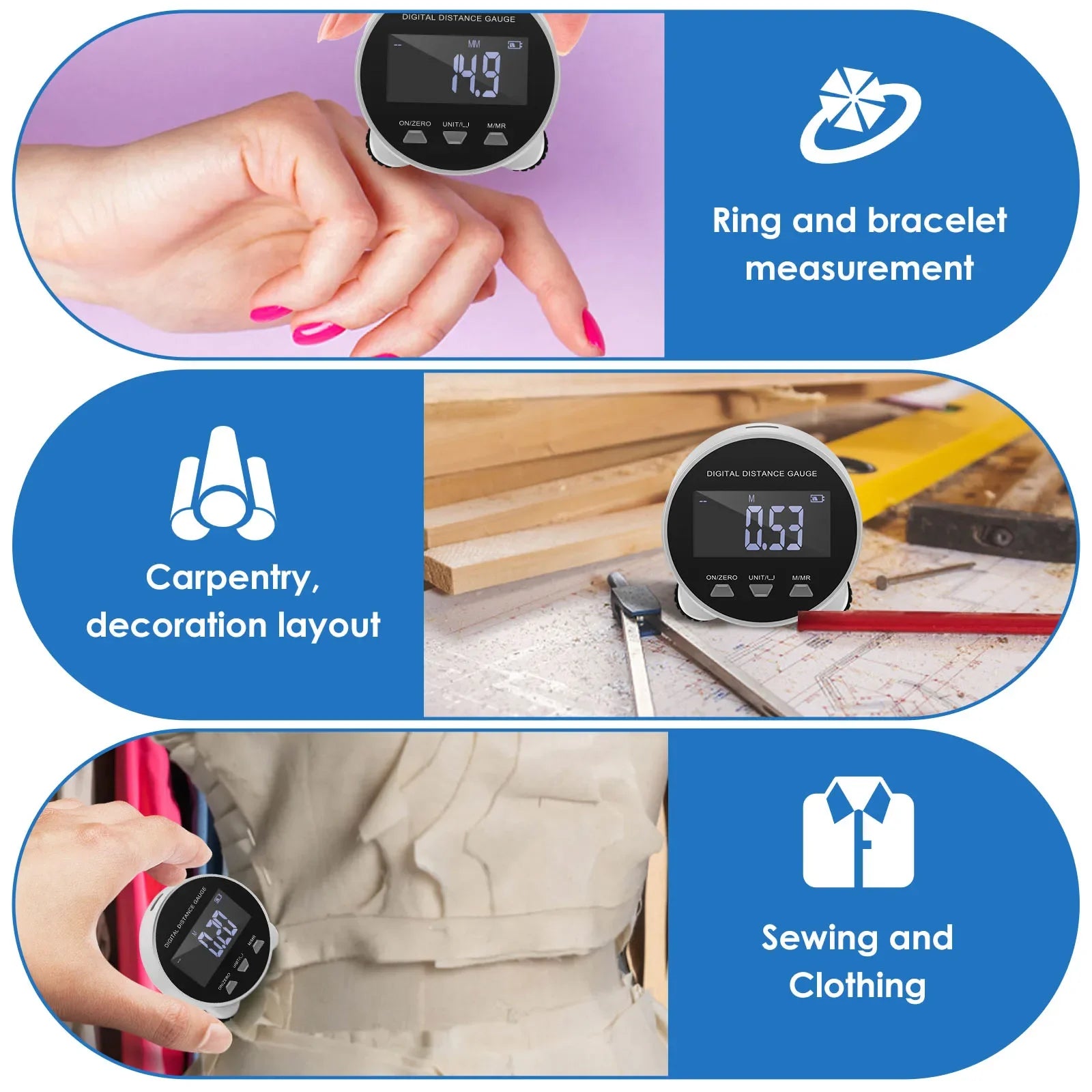 Digital Tape Measure LCD Display USB Rechargeable Electronic Rolling Ruler 199.99m Digital Tape Measure Roller Portable Tools