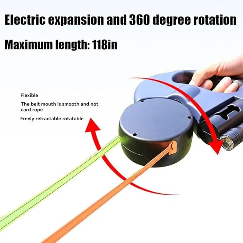 Double Ended Leash, Double Dog Leash for Two Dogs with Tangle-Free Swivel, Dog Leashs with LED Flashlight for Small & Large Dog