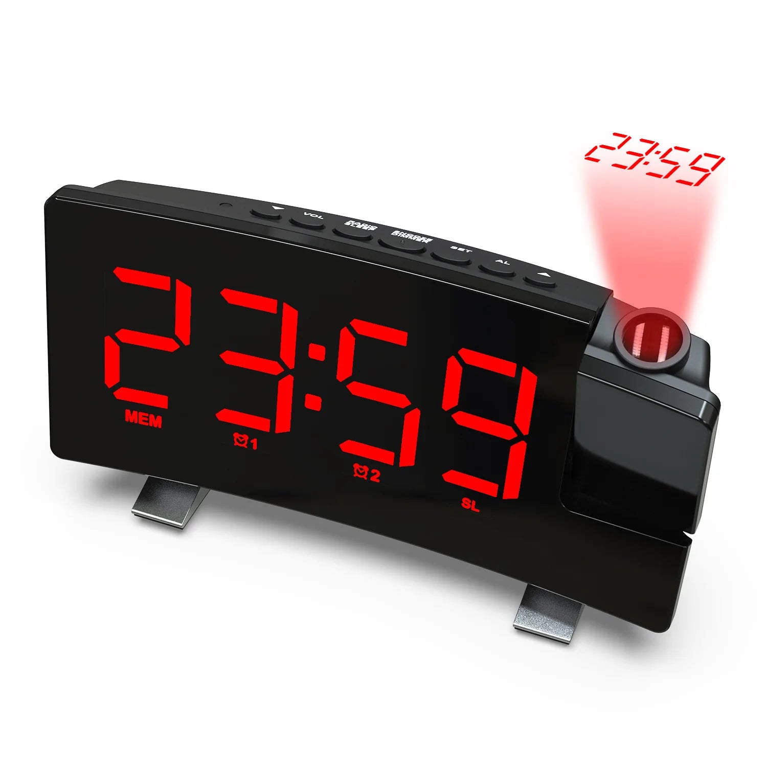 Projection Digital Alarm Clock for Bedroom Large LED Alarm Clock Projection on Ceiling Wall 180°Projector for Heavy Sleeper New