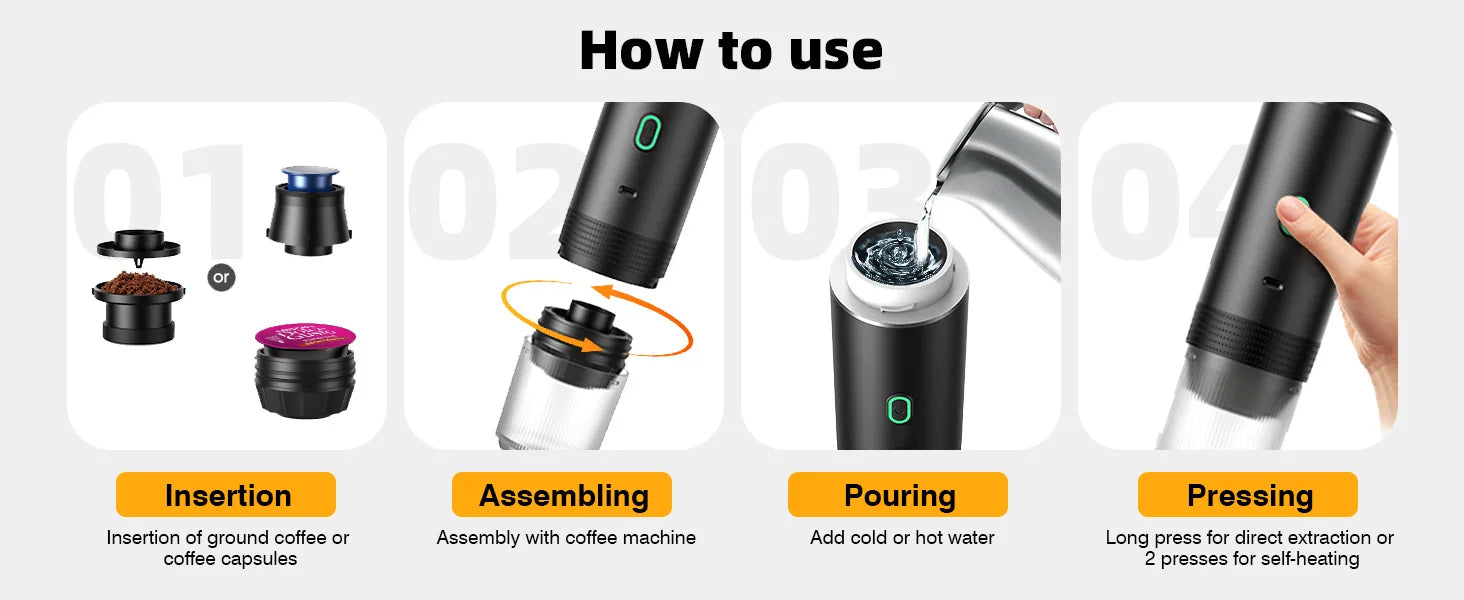 Cafeteira portátil 3 em 1 recarregável