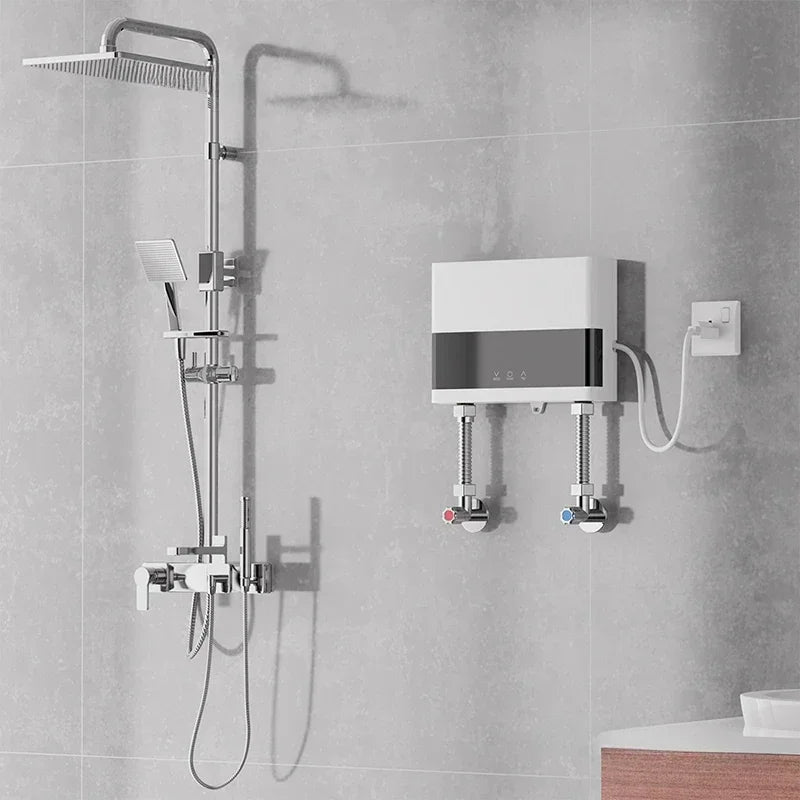 110V/220V Instant Water Heater Bathroom Kitchen Wall Mounted Electric Water Heater LCD Temperature Display with Remote Control