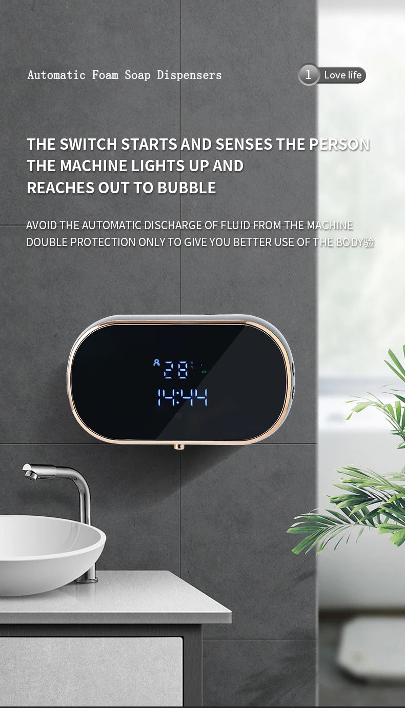 New Automatic Foam Soap Dispensers For Bathroom Smart Washing Hand Machine With USB Charging Two Colors with ABS Material