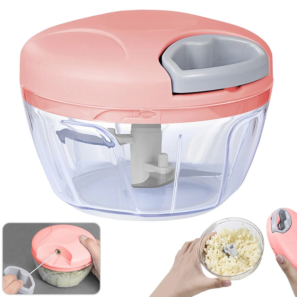 Home Kitchen Manual Ginger Grinder Garlic 500ml/900ml Mud Splasher Multifunctional Food Vegetable Cutter Handheld Meat Grinder