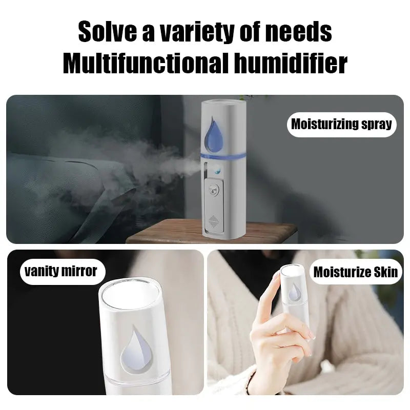 Mini Nano Mist Sprayer Cooler Facial Steamer Humidifier USB Rechargeable Face Moisturizing Nebulizer Beauty Skin Care