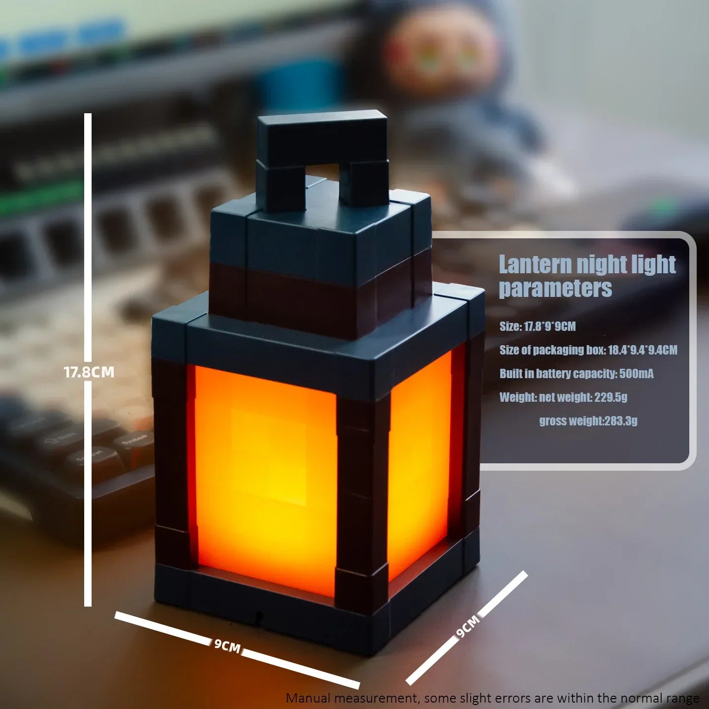 Mine WORLD Luminous lantern,light board Figurine rechargeable game torch, peripheral children's bedroom Decoration for Christmas