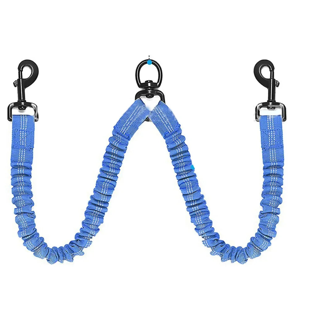 Dog Double Leashes Pet No Tangle Leash Coupler Resilient Comfortable Shock Absorbing Reflective Leash for Walking 2 Dogs