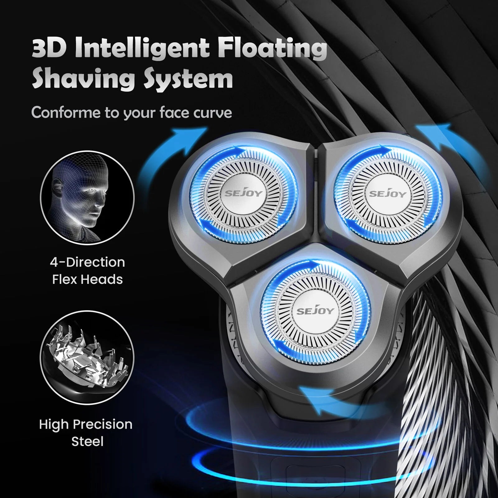 Sejoy Electric Razor for Men Rechargeable Electric Shavers Rotary Portable Travel Razor Idea Gift Beard Trimmer