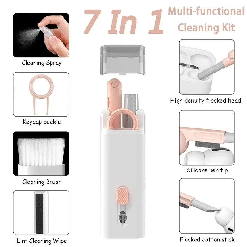 7-in-1 Multifunctional Cleaning Kit Laptop Keyboard Cleaning Brush Mobile Phone Screen Cleaning Bluetooth Headset Cleaning Pen