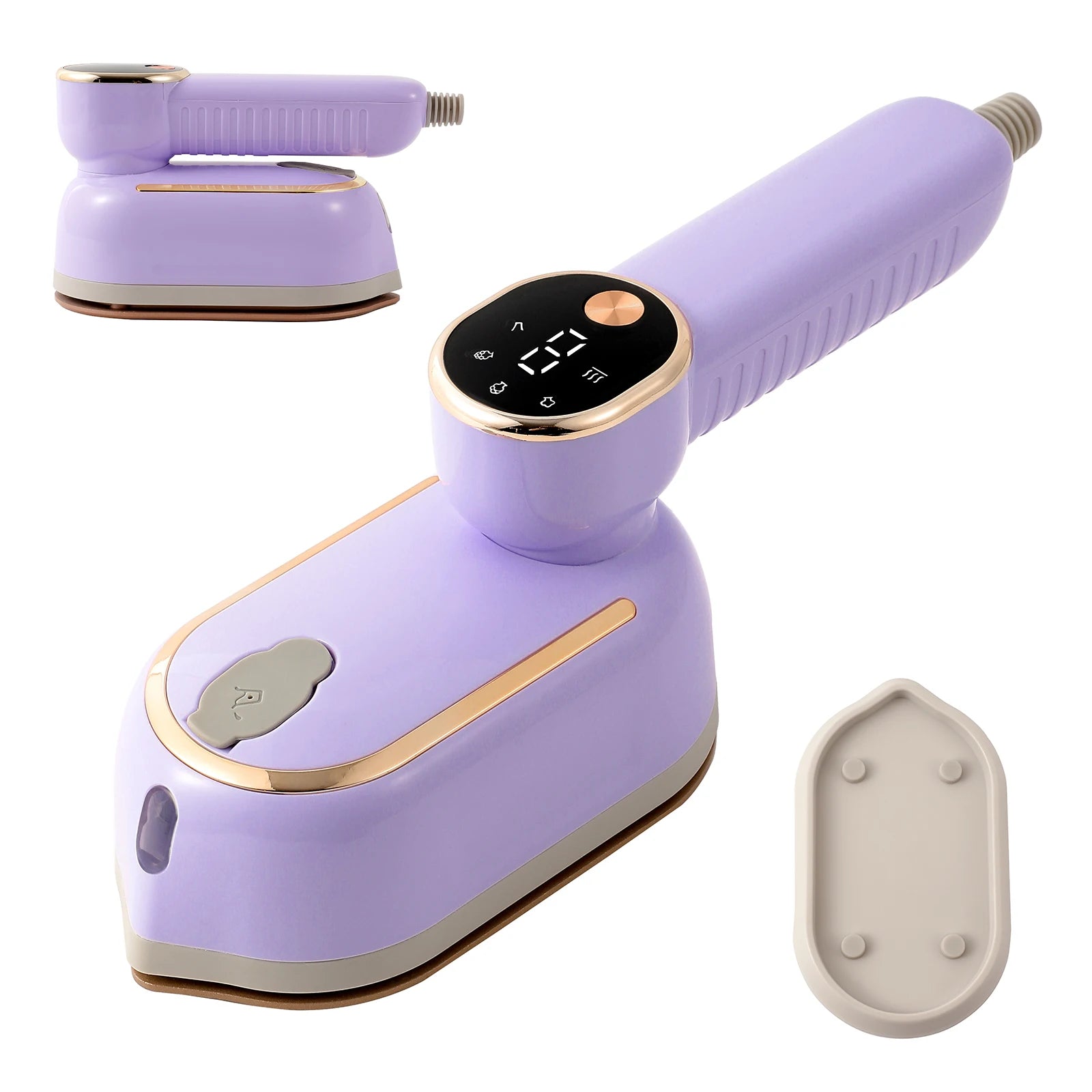 Portable mini steam iron with four temperature control and high-power rotating handheld ironing machine.