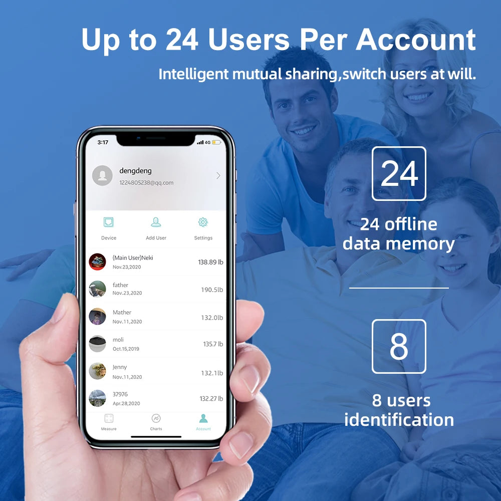 Smart 8 Electrode Scale Bioimpedance Electronic Digital Weight Balance Fat Body Water Muscle Mass BMI Composition Scale