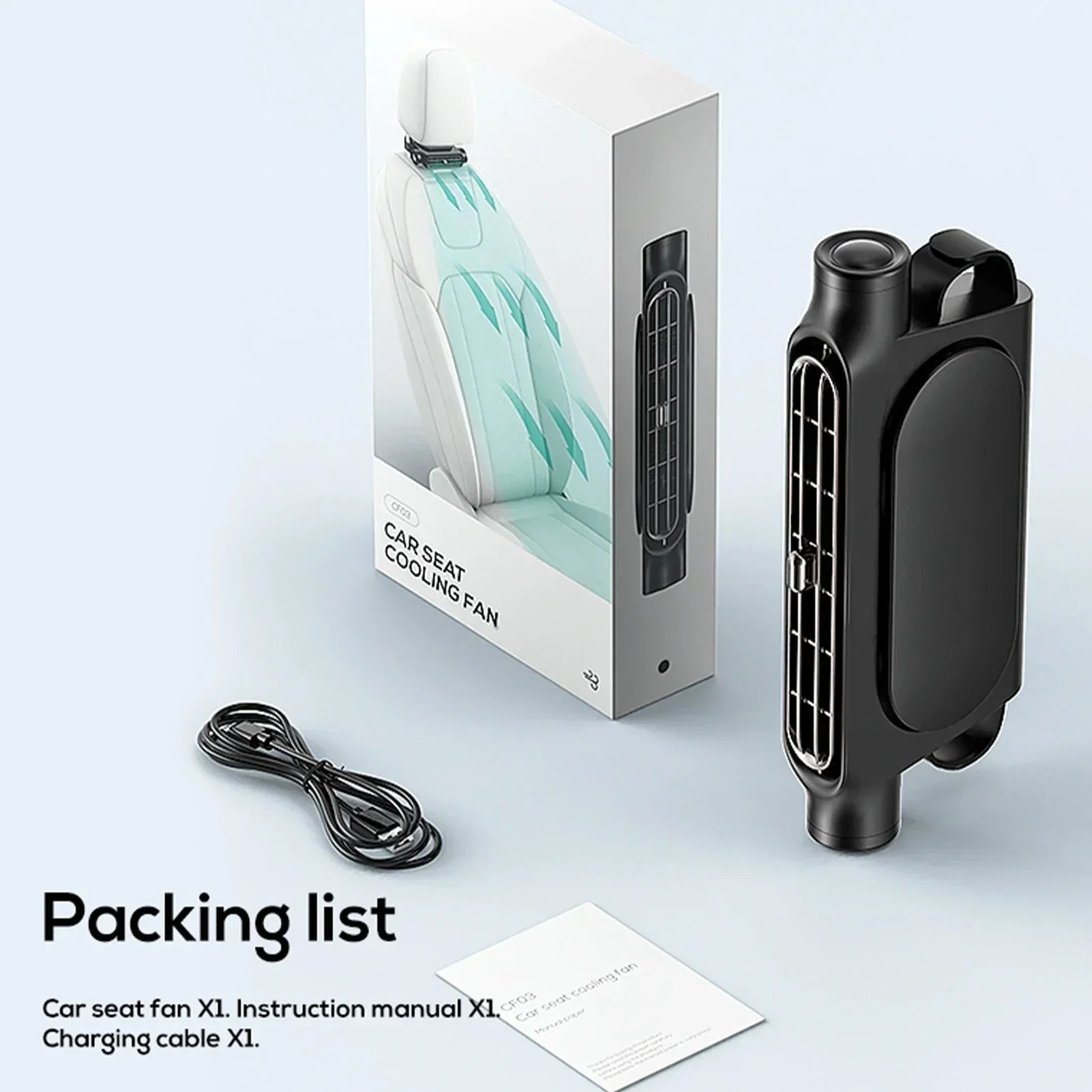 Car Headrest Cooling Air Fan Adjustable Car Seat Headrest Fan USB Powered Car Neck Cooler for Front Rear Seat Passenger Amagi