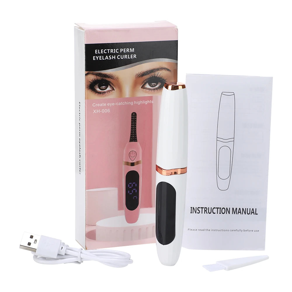 Electric Eyelash Curler Portable 3 Levels Eyelash Curling Device Quick Natural Eyelash Curler Long Lasting Lady Make up Tool