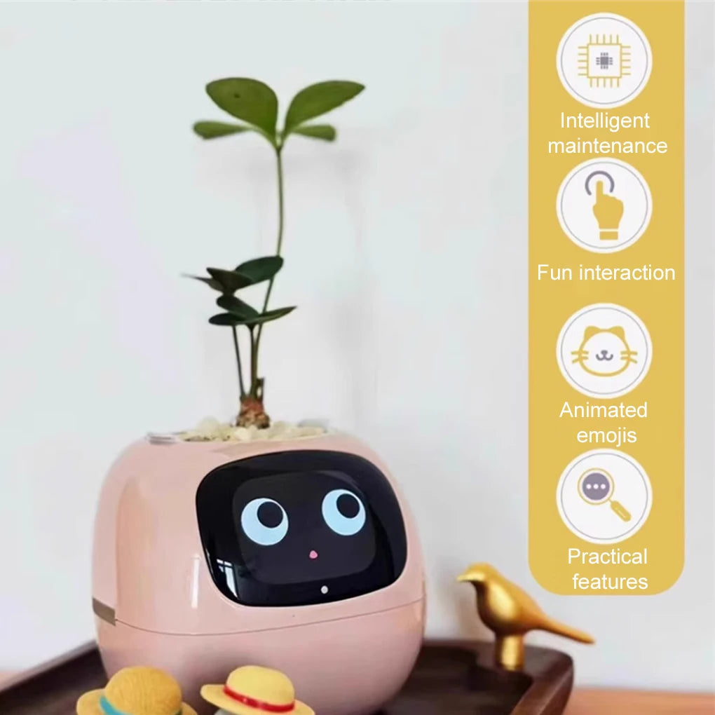Smart Flowerpots Plant Cute Pet Intelligent Lazy Automatic Suction Flower Shape USB Rechargeable Indoor Plant Small Flower Pot