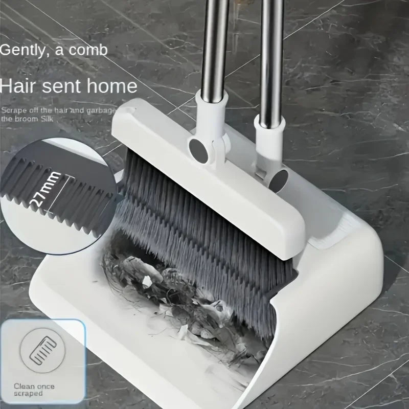 [3-in-1 Cleaning Kit] 3-in-1 Foldable Broom and Dustpan Set - Multi-Surface Cleaning Kit - Durable Plastic for Home and Dorm Use